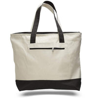 BAGANDTOTE CANVAS TOTE BAG BLACK Heavy Canvas Zippered Shopping Tote Bags