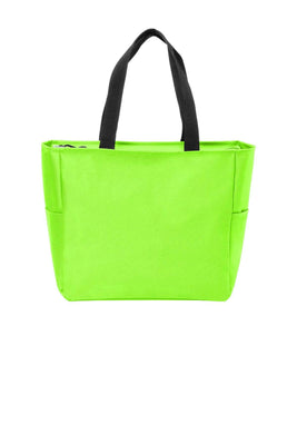 BAGANDTOTE CANVAS TOTE BAG LIME Essential Zip Polyester Canvas Tote Bag