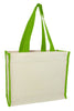 BAGANDTOTE CANVAS TOTE BAG LIME Heavy Canvas Tote Bag with Colored Trim