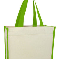 BAGANDTOTE CANVAS TOTE BAG LIME Heavy Canvas Tote Bag with Colored Trim