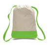 BAGANDTOTE CANVAS TOTE BAG LIME Two Tone Canvas Sport Backpacks / Wholesale Drawstring Bags