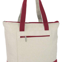 BAGANDTOTE CANVAS TOTE BAG MAROON Heavy Canvas Zippered Shopping Tote Bags