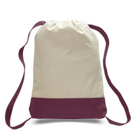 BAGANDTOTE CANVAS TOTE BAG MAROON Two Tone Canvas Sport Backpacks / Wholesale Drawstring Bags