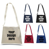 CUSTOM SMALL MESSENGER CANVAS TOTE BAG WITH LONG STRAPS