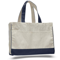 BAGANDTOTE CANVAS TOTE BAG NAVY Cotton Canvas Tote Bag with Inside Zipper Pocket