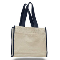BAGANDTOTE CANVAS TOTE BAG NAVY Heavy Canvas Tote Bag with Colored Trim