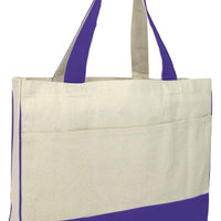 BAGANDTOTE CANVAS TOTE BAG PURPLE Cotton Canvas Tote Bag with Inside Zipper Pocket