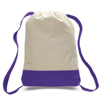BAGANDTOTE CANVAS TOTE BAG PURPLE Two Tone Canvas Sport Backpacks / Wholesale Drawstring Bags