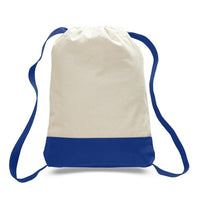 BAGANDTOTE CANVAS TOTE BAG ROYAL Two Tone Canvas Sport Backpacks / Wholesale Drawstring Bags