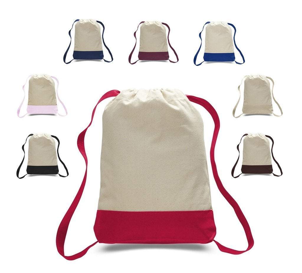 Two Tone Canvas Sport Backpacks / Wholesale Drawstring Bags