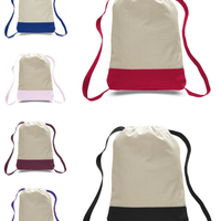 BAGANDTOTE CANVAS TOTE BAG Two Tone Canvas Sport Backpacks / Wholesale Drawstring Bags