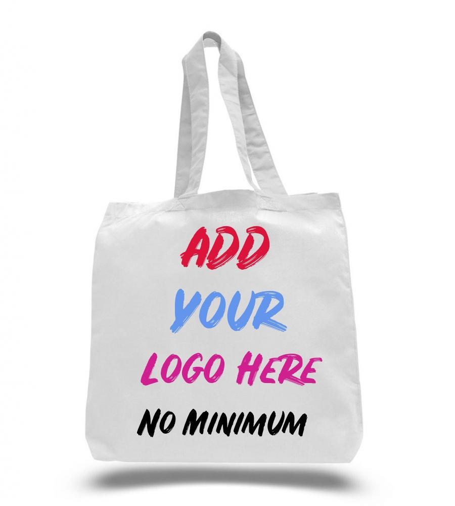 Large Custom Cotton Tote Bag with Logo No Minimum