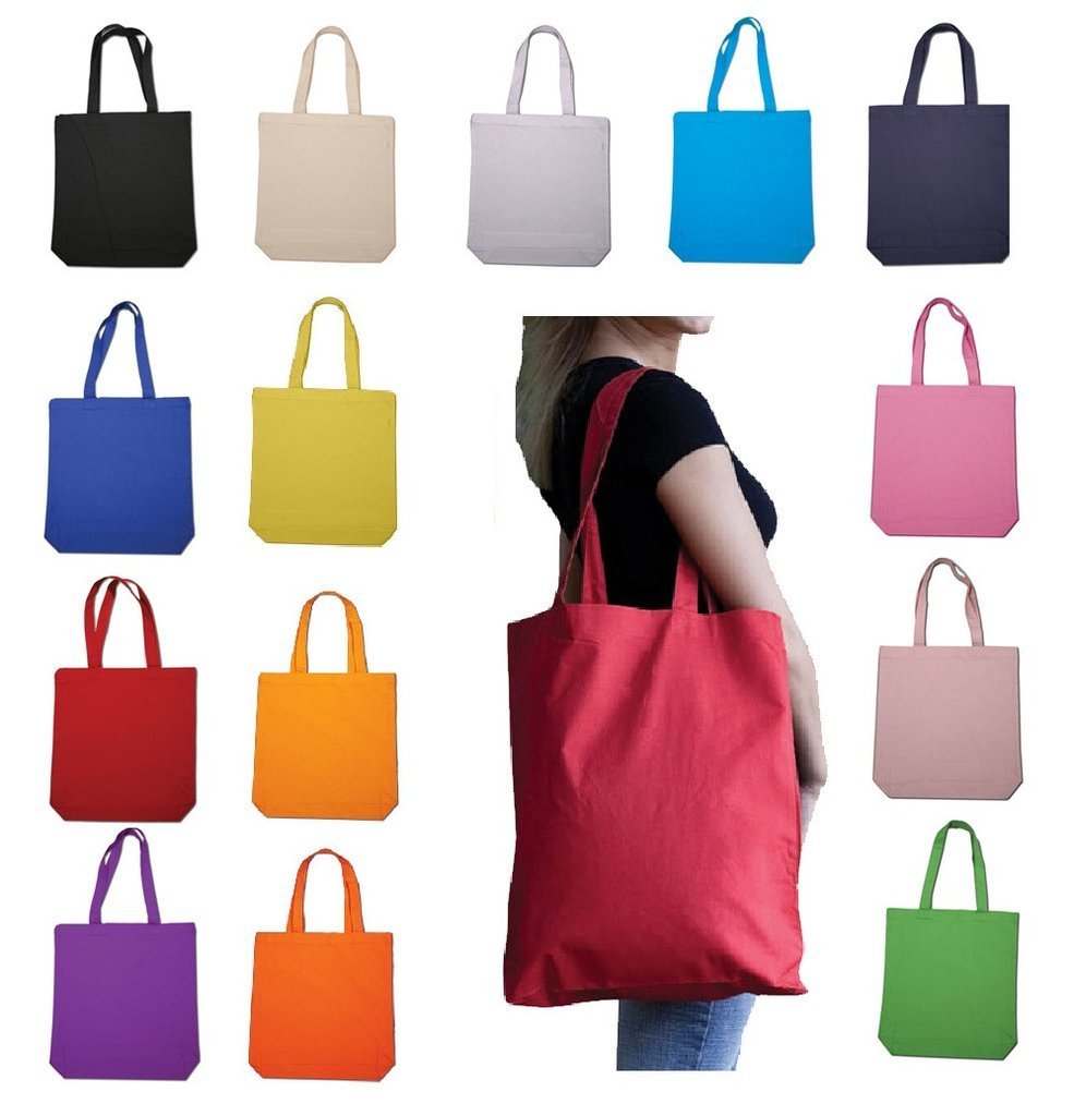  1 Dozen (12 Pack) Cheap Cotton Tote Bags Wholesale with Bottom  Gusset (Red): Home & Kitchen