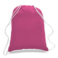 BAGANDTOTE COTTON TOTE BAG HOT PINK Economical Sport Cotton Drawstring Bag Cinch Packs