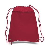 BAGANDTOTE Polyester RED Polyester Cheap Drawstring Bags with Front Pocket