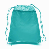 BAGANDTOTE Polyester TURQUOISE Polyester Cheap Drawstring Bags with Front Pocket