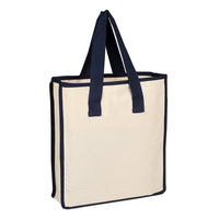 BAGANDTOTE.COM CANVAS TOTE BAG NAVY/NATURAL 100% Cotton Canvas Shopping Bag with Heavy Cotton Dyed Web Handles and Dyed Piping accent