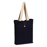 BAGANDTOTE.COM CANVAS TOTE BAG NAVY / NATURAL 100% Cotton Colored Button-Up Canvas Tote with Natural Handles
