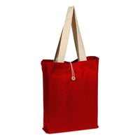 BAGANDTOTE.COM CANVAS TOTE BAG RED / NATURAL 100% Cotton Colored Button-Up Canvas Tote with Natural Handles