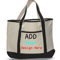 BAGANDTOTE CANVAS TOTE BAG BLACK CUSTOM JUMBO SIZE HEAVY CANVAS DELUXE TOTE BAG