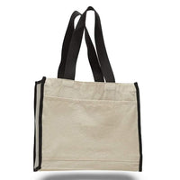 BAGANDTOTE CANVAS TOTE BAG BLACK Heavy Canvas Tote Bag with Colored Trim