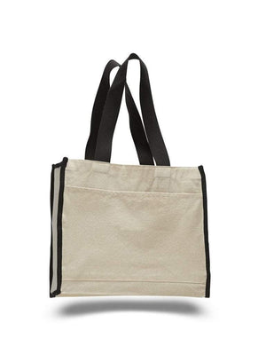 BAGANDTOTE CANVAS TOTE BAG BLACK Heavy Canvas Tote Bag with Colored Trim
