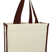 BAGANDTOTE CANVAS TOTE BAG CHOCOLATE Heavy Canvas Tote Bag with Colored Trim