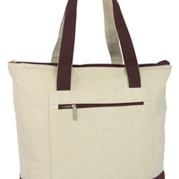 BAGANDTOTE CANVAS TOTE BAG CHOCOLATE Heavy Canvas Zippered Shopping Tote Bags