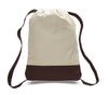 BAGANDTOTE CANVAS TOTE BAG CHOCOLATE Two Tone Canvas Sport Backpacks / Wholesale Drawstring Bags
