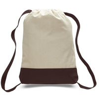 BAGANDTOTE CANVAS TOTE BAG CHOCOLATE Two Tone Canvas Sport Backpacks / Wholesale Drawstring Bags