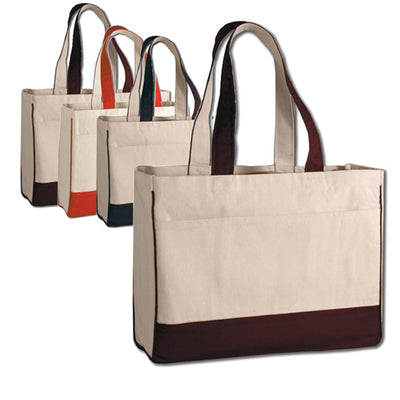 Zipper Canvas Tote Bags Wholesale with Front Pocket - Large