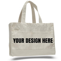 CUSTOM COTTON CANVAS TOTE BAG WITH INSIDE ZIPPER POCKET