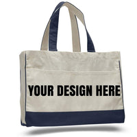 CUSTOM COTTON CANVAS TOTE BAG WITH INSIDE ZIPPER POCKET