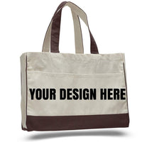 CUSTOM COTTON CANVAS TOTE BAG WITH INSIDE ZIPPER POCKET