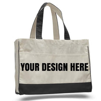 CUSTOM COTTON CANVAS TOTE BAG WITH INSIDE ZIPPER POCKET