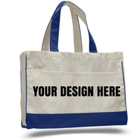 CUSTOM COTTON CANVAS TOTE BAG WITH INSIDE ZIPPER POCKET
