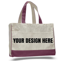 CUSTOM COTTON CANVAS TOTE BAG WITH INSIDE ZIPPER POCKET