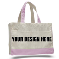 CUSTOM COTTON CANVAS TOTE BAG WITH INSIDE ZIPPER POCKET