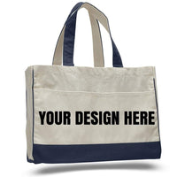 CUSTOM COTTON CANVAS TOTE BAG WITH INSIDE ZIPPER POCKET