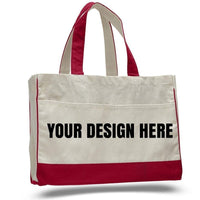 CUSTOM COTTON CANVAS TOTE BAG WITH INSIDE ZIPPER POCKET