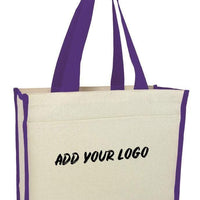 CUSTOM HEAVY CANVAS TOTE BAG WITH COLORED TRIM