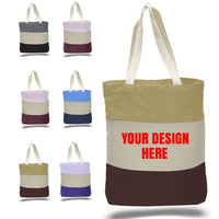 CUSTOM HEAVY CANVAS TOTE BAGS TRI-COLOR