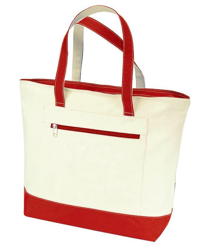 Zip-Up Folding Custom Tote Bags - 13.4 x 14.5