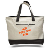 CUSTOM HEAVY CANVAS ZIPPERED SHOPPING TOTE BAGS