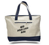 CUSTOM HEAVY CANVAS ZIPPERED SHOPPING TOTE BAGS