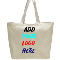 CUSTOM LARGE HEAVY CANVAS TOTE BAGS WITH HOOK AND LOOP CLOSURE