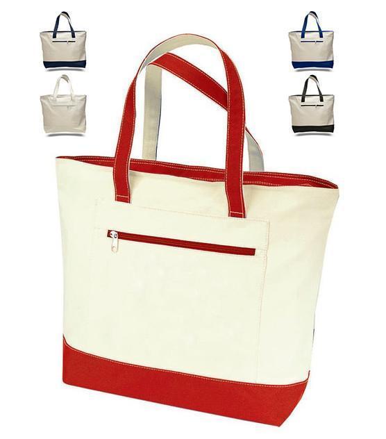 Heavy Canvas Tote bags Zippered Shopping Canvas Totes Bags BAGANDTOTE.COM