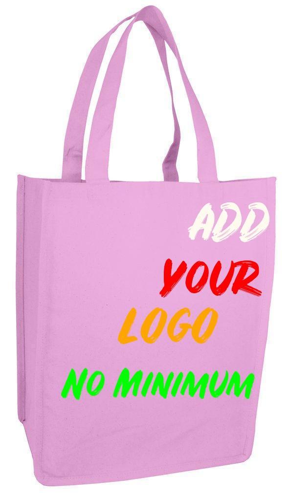 Large Custom Cotton Tote Bag with Logo No Minimum