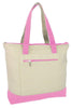 BAGANDTOTE CANVAS TOTE BAG LIGHT PINK Heavy Canvas Zippered Shopping Tote Bags