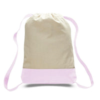 BAGANDTOTE CANVAS TOTE BAG LIGHT PINK Two Tone Canvas Sport Backpacks / Wholesale Drawstring Bags